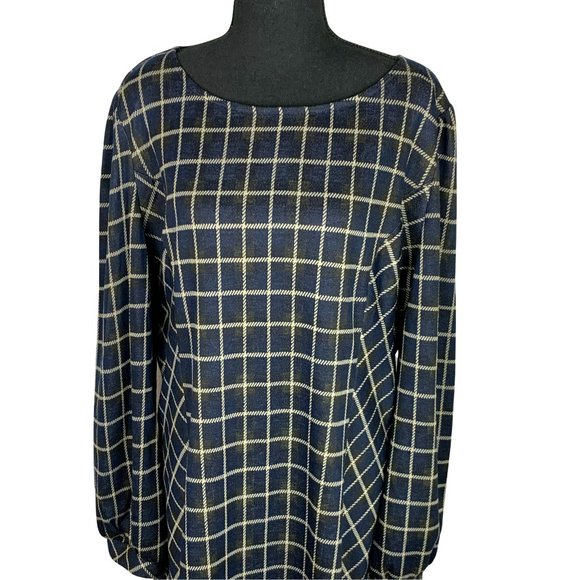 2/$25 - SUZANNE BETRO Long Sleeve Plaid Princess Seam Dress - Picture 2 of 7